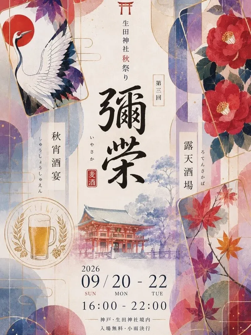 ナミノオトブルーイング、神戸・生田神社秋祭りにコラボビール「彌榮」で出店