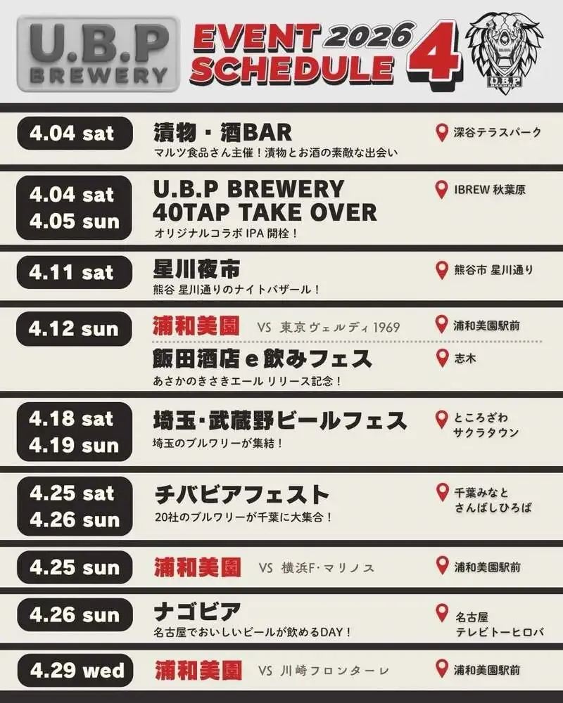 u.b.p_brewery taproom、4月はIBREW秋葉原で40TAP TAKE OVER