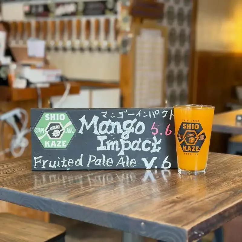 Shiokaze Brewlab serves fruited pale ale `Mango Impact` at Shiokaze Brew Stand Soga