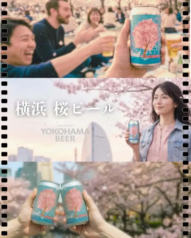 横浜ビール醸造所、桜モチーフの春限定ラベルをオンライン展開