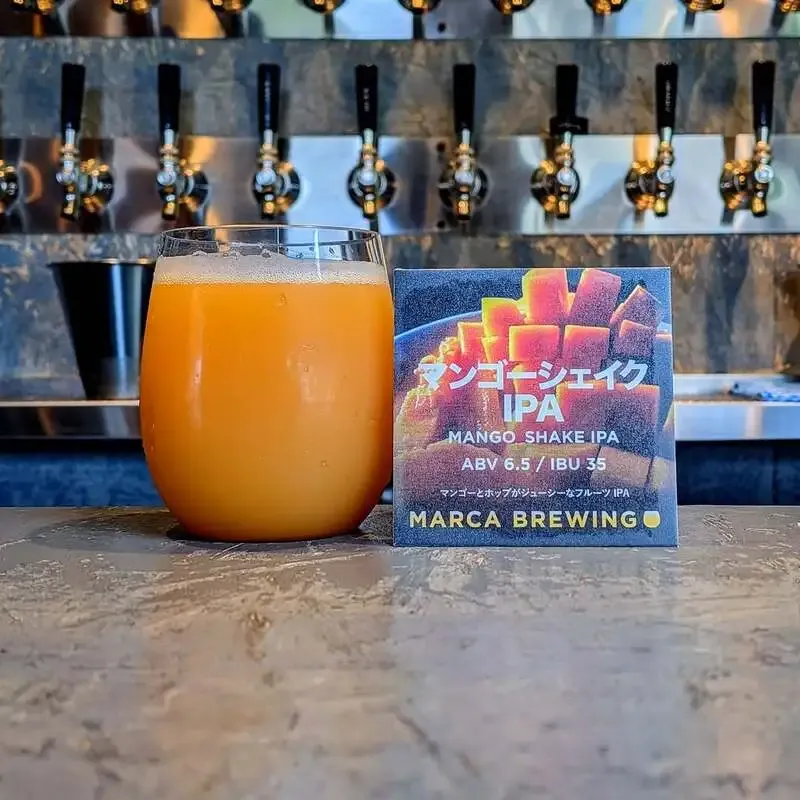 MARCA offers seasonal limited-release "MANGO SHAKE IPA," open 11:00-23:00