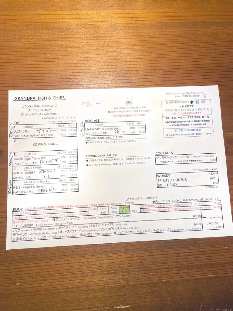 亀戸・GRANDPA FISH & CHIPSで4種の新着ビールが開栓