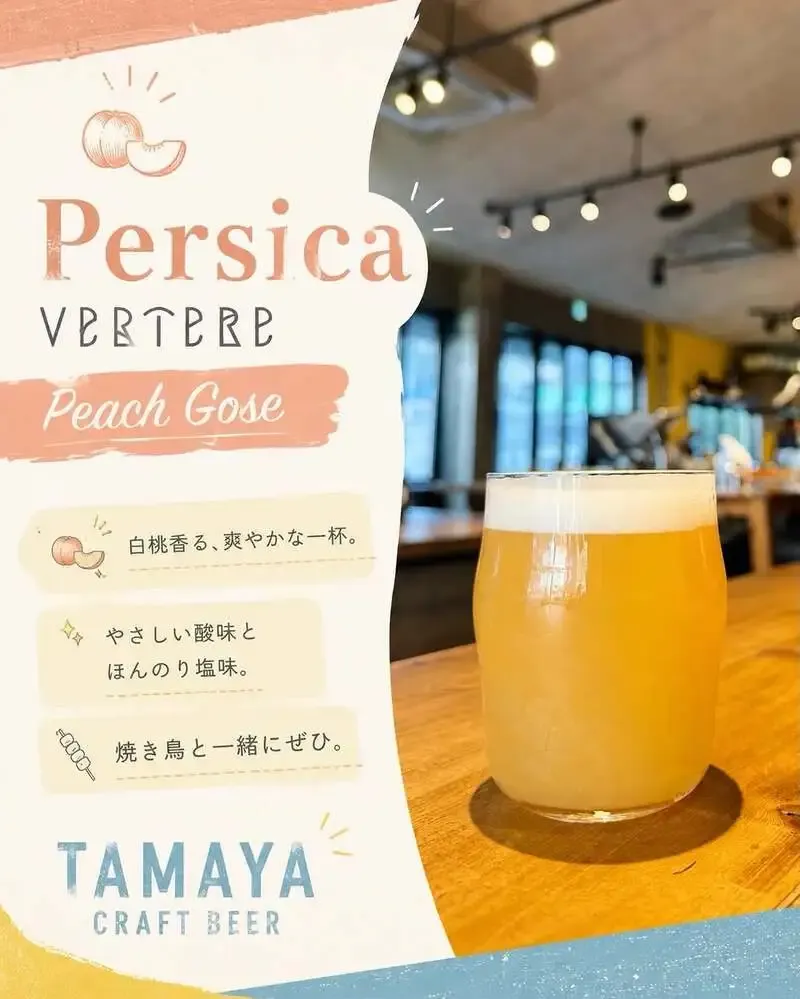 Tamaya craft beerでVERTERE『Persica / ペルシカ』を提供、白桃香るピーチゴーゼ