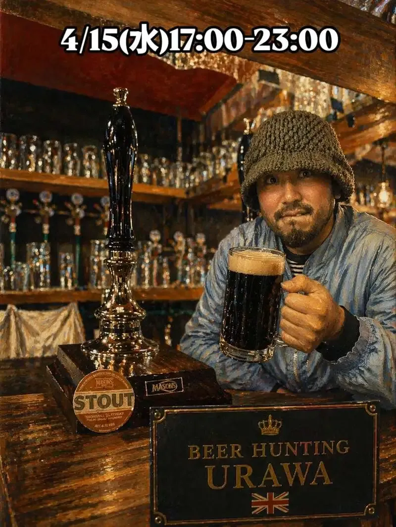 BEER HUNTING URAWA、4月15日夜のタップリスト公開　箕面ビール「スタウト」リアルエール版が開栓