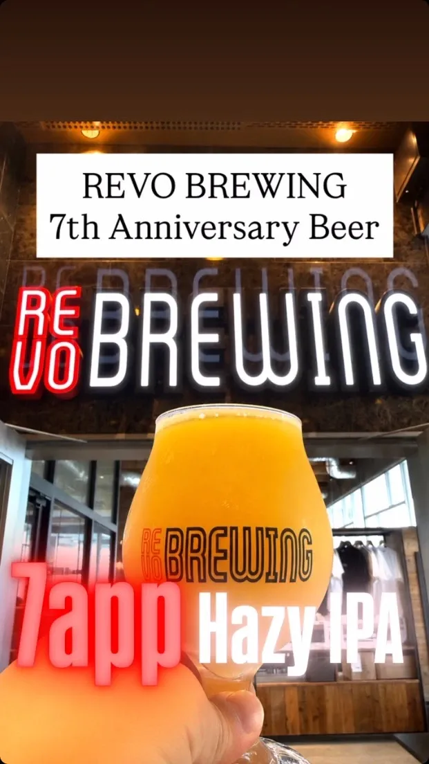 REVO BREWING to Tap 7th Anniversary Hazy IPA 7app on Sept. 3