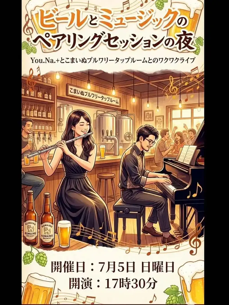 こまいぬブルワリー、7月5日にYou.Na.+との音楽ペアリングイベント開催