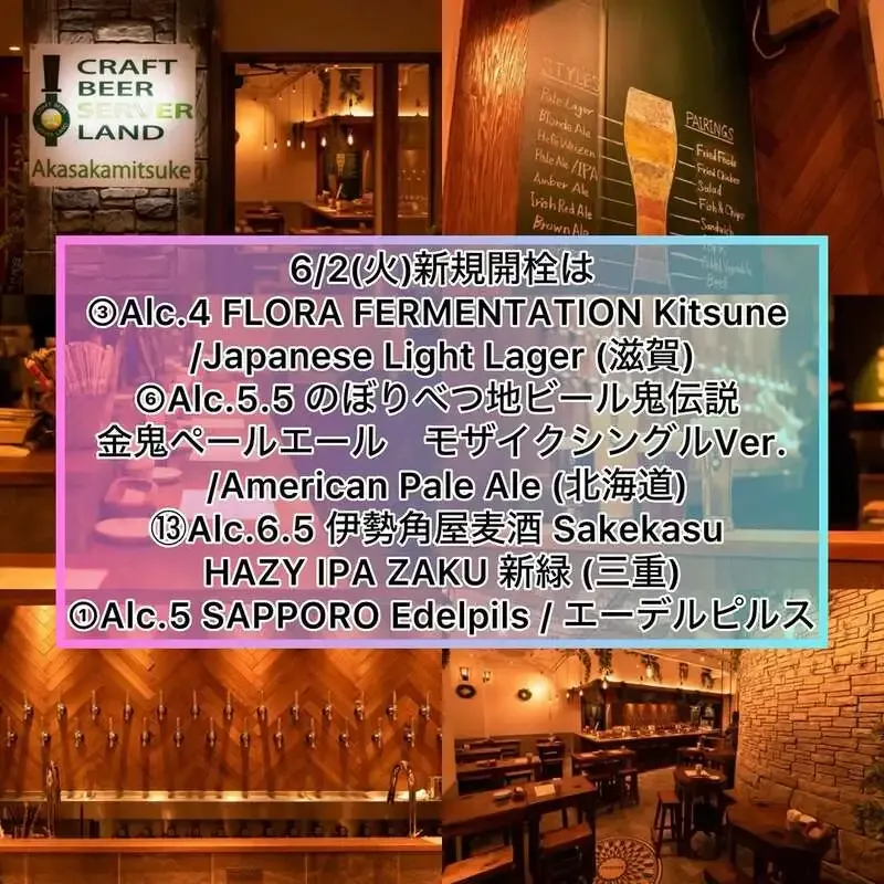 Craft Beer Server Land Akasaka-Mitsuke adds four new taps from Shiga, Hokkaido and Mie