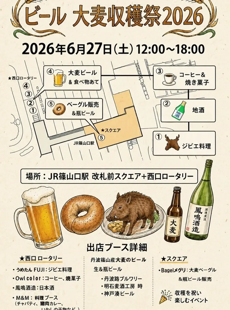 丹波路ブルワリー、6月27日に「ビール大麦収穫祭2026」出店