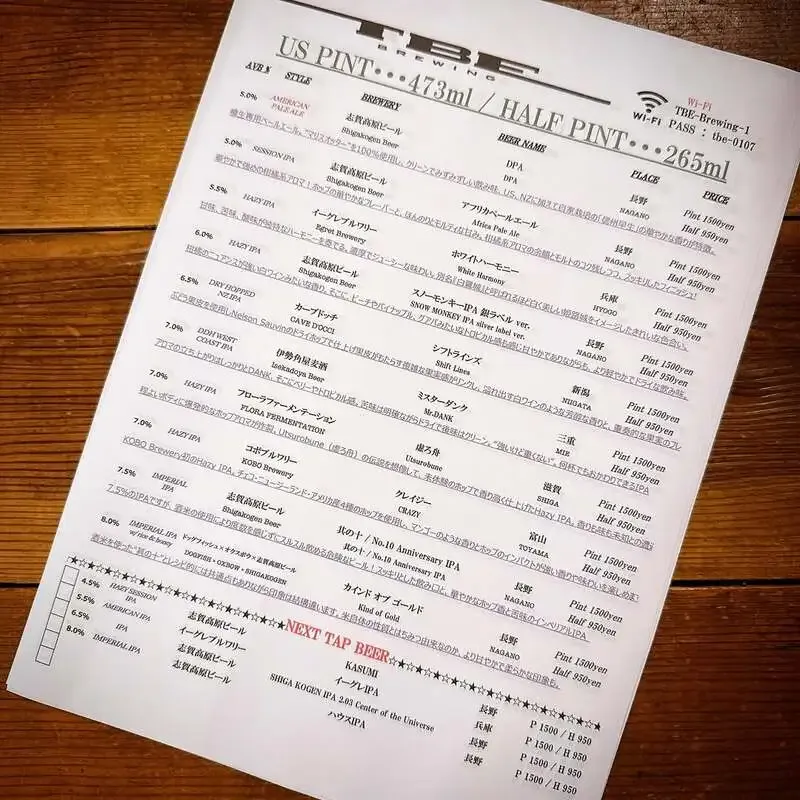 TBE Brewing、7月6日のKEGに志賀高原ビール中心の14種