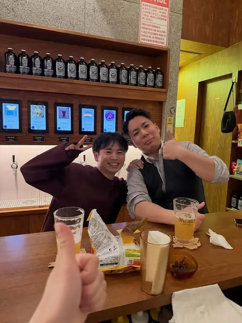 Three beers tapped at TAP & TUMBLER in Ebisu: GAME BREW, UCHU BREWING, and HOP KOTAN