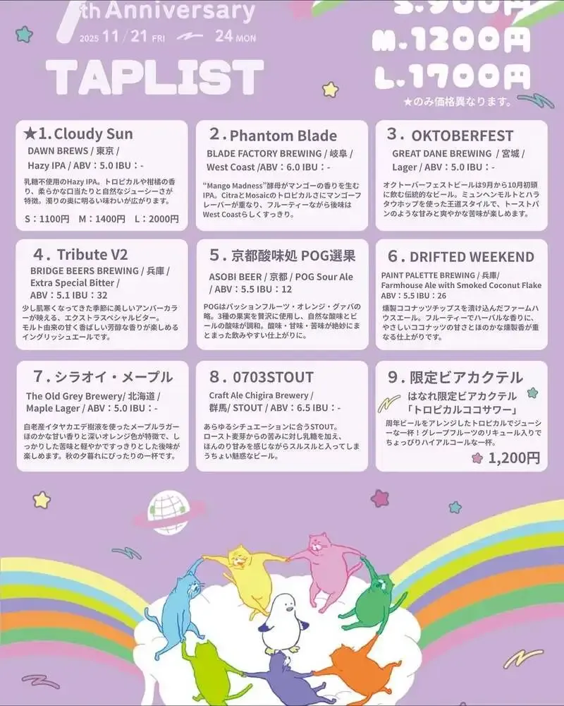 スタンドうみねこ はなれ、11月21日から4日間の7周年イベント開催