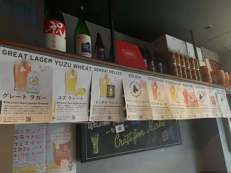CRAFT BEER MARKET 田町店でGREAT DANEの「ユズウィート」と「センダイヘレス」案内