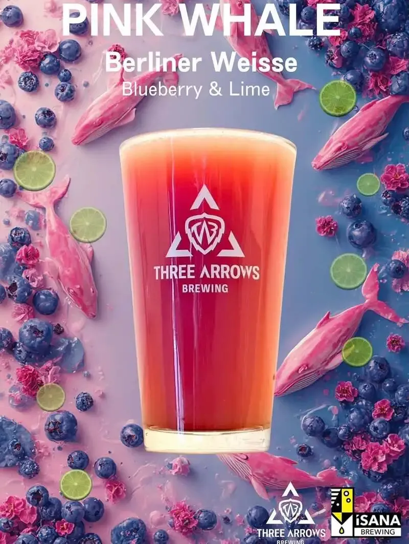 イサナブルーイング×THREE ARROWSの新作「ピンク ホエール」開栓