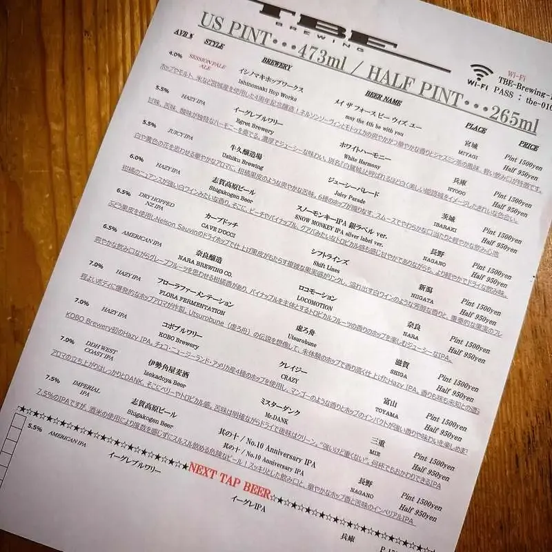 TBE Brewing、6月29日のタップリストに国内11銘柄　次回はイーグレIPA