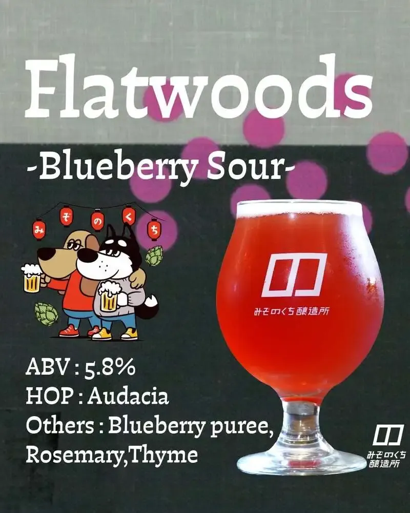 Mizonokuchi Brewery Starts Selling 15L Kegs of Blueberry Sour "Flatwoods"