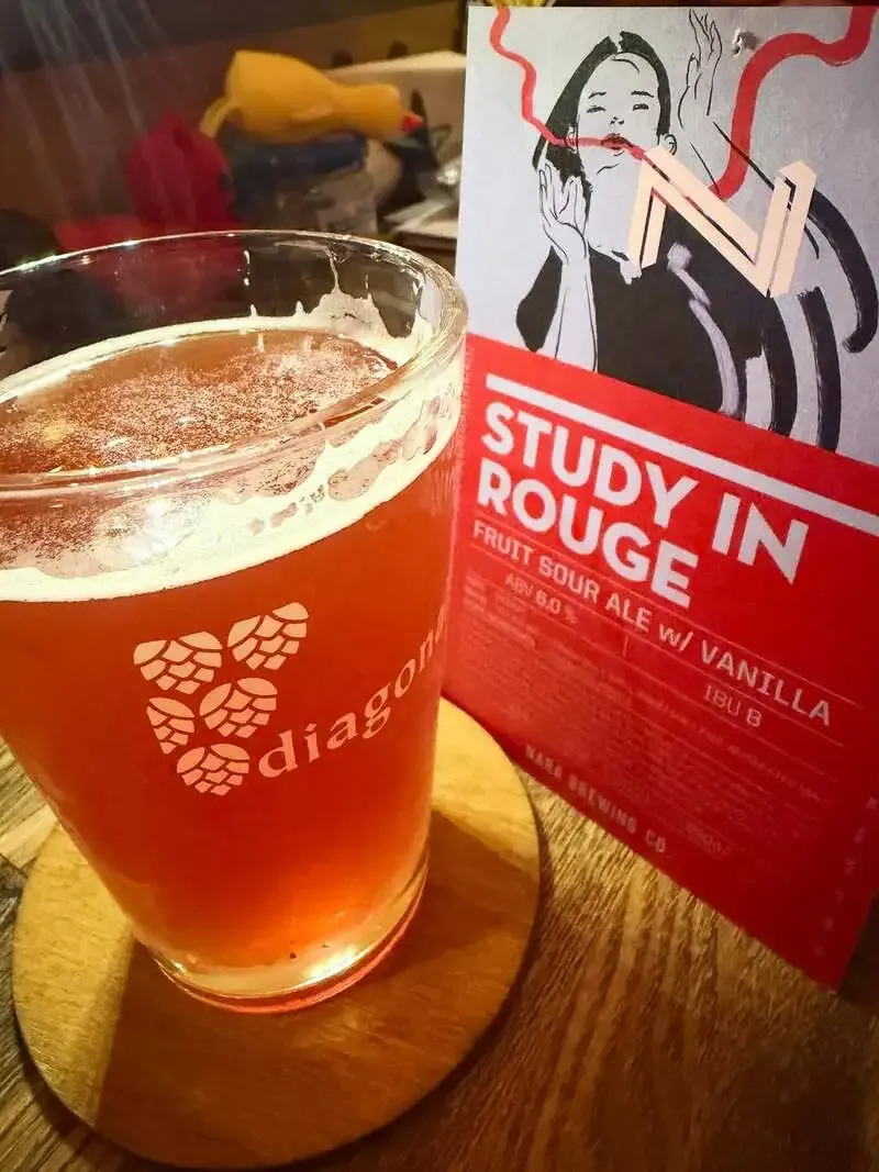 甲府のdiagonalで奈良醸造『STUDY IN ROUGE』を開栓、ラズベリー香るサワー
