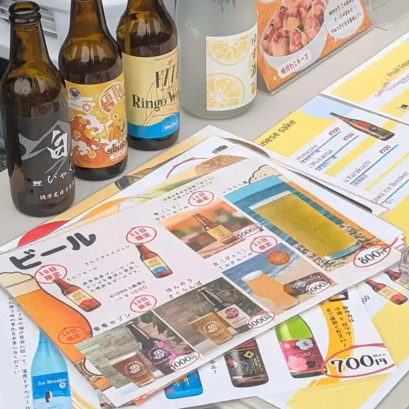 Tokumanjiri Hinomoto Beer pours three beers at Jimoto Fes in Shibuya
